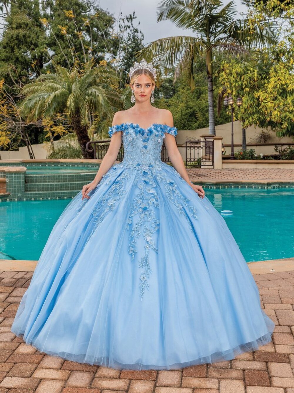 NEW BAHAMA-BLUE Evening Gown Floor Length Formal Elegant Stunning 1620